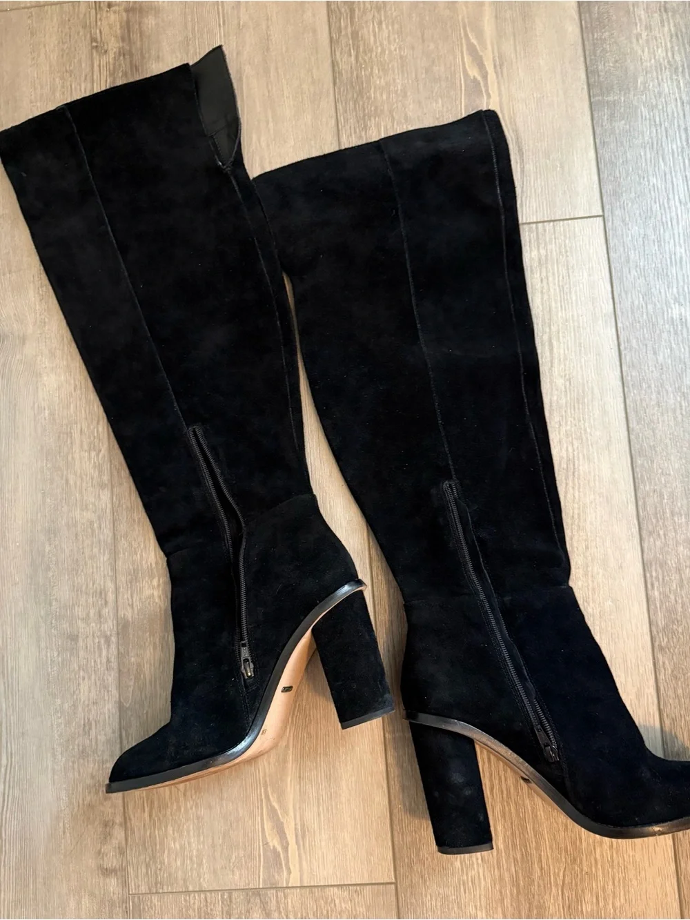 Gianni Bini Black Suede Over-the-Knee Block Heel Boots